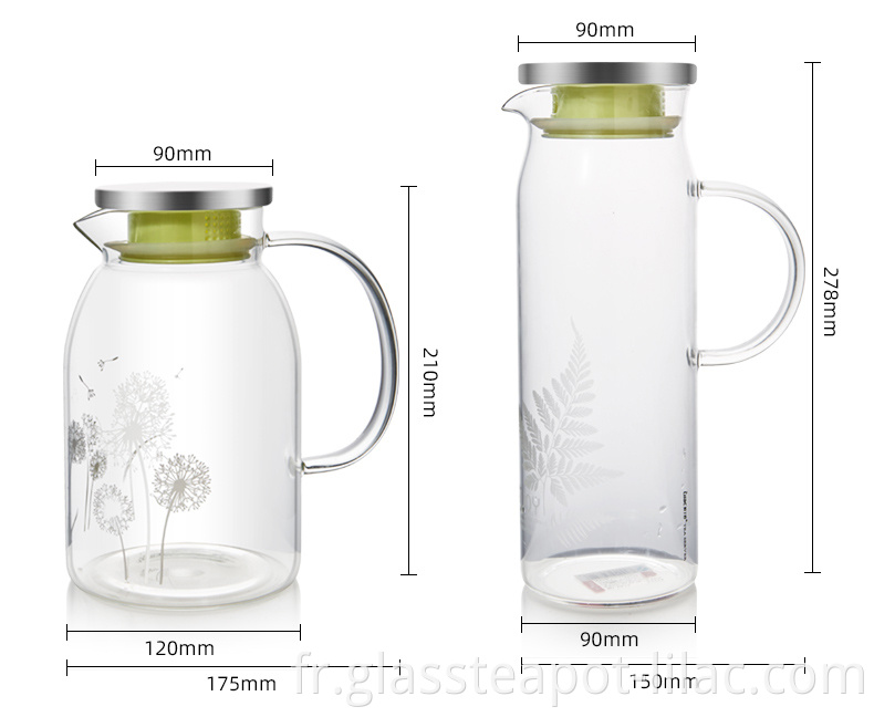 Échantillon GRATUIT lilas 1500 ml/1700 ml verrerie cylindrique unique bouteille thermique nordique fruits/citron/lait/eau pichet en verre 1580 ml